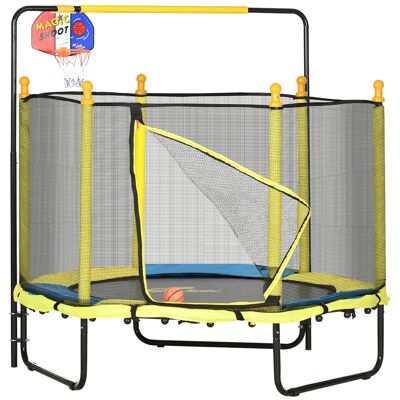 ZONEKIZ Trampoline rond enfant avec filet de protection capacité 50