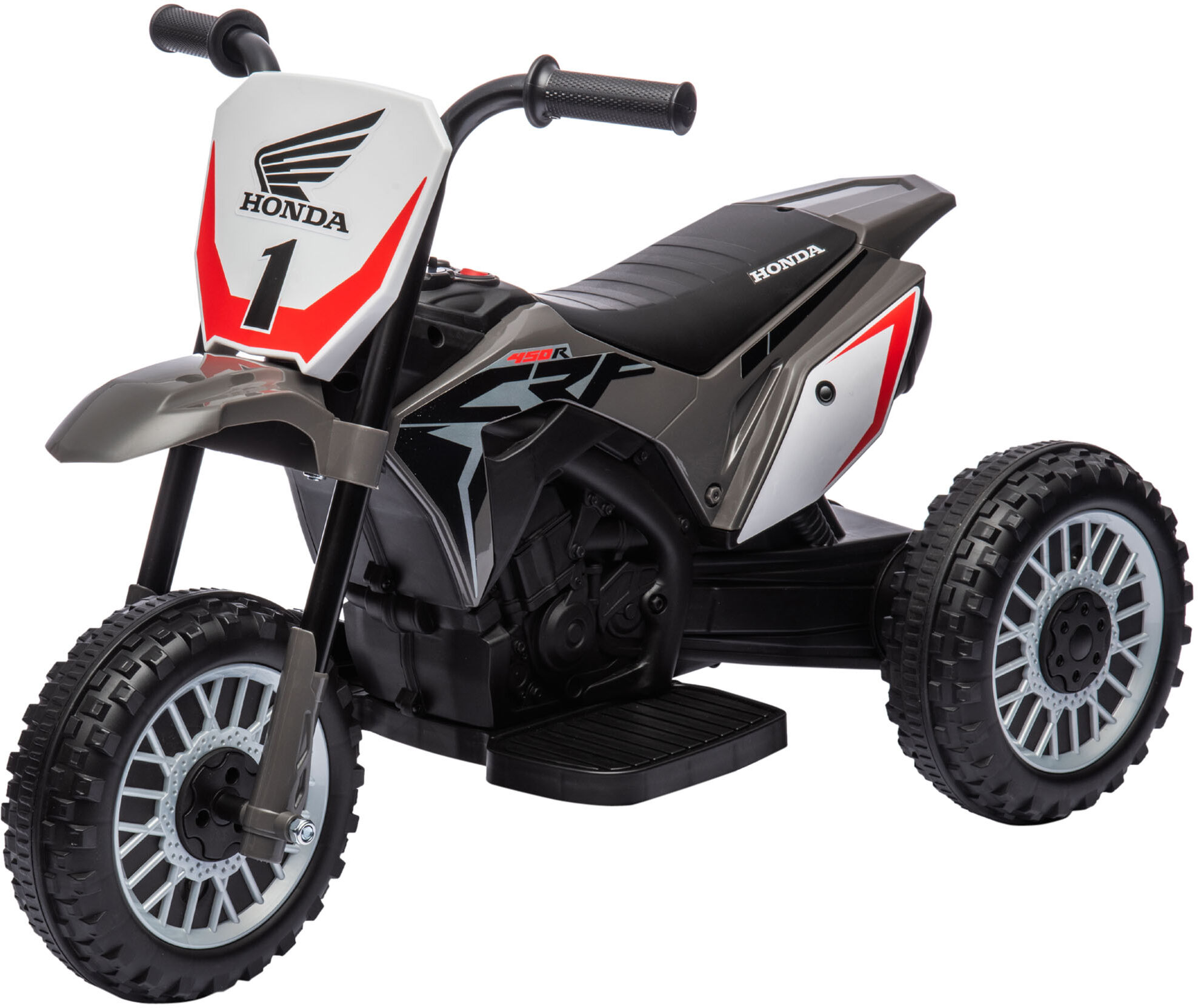 HOMCOM Moto électrique enfants moto cross licence Honda CRF450RL 3 roues batterie 6V enfants 18-36 mois gris