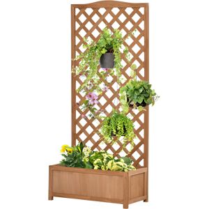 Outsunny Jardinière avec treillis bac à fleurs jardinière sur pied dim. 76L x 36l x 170H cm bois sapin pré-huilé brun