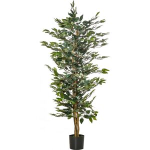 HOMCOM Arbre Artificiel Plante Artificiel ficus Hauteur 1,5 m Tronc Branches Liane Lichen Feuilles Grand réalisme Pot Inclus   Aosom France