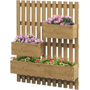 Outsunny Jardinière murale potager avec 3 bacs en bois massif amovibles 60 x 16 x 80 cm