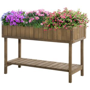 Outsunny Jardinière sur Pieds carré Potager étagère dim. 110L x 46l x 76H cm 8 Compartiments Inserts d'irrigation Bois de Sapin