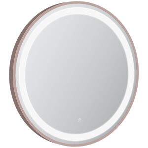kleankin Miroir salle de bain LED miroir mural miroir rond fonction de mémoire interrupteur tactile or rose   Aosom France