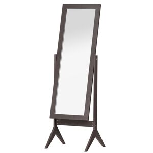 HOMCOM Miroir à Pied Inclinaison réglable miroir de sol Pleine Longueur Dressing Chambre salon dim. 47L x 46l x 148H cm MDF Brun foncé