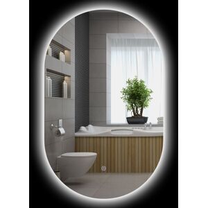 kleankin Miroir ovale mural lumineux LED salle de bain 81 x 51 cm 3 couleurs luminosité réglable interrupteur tactile transparent