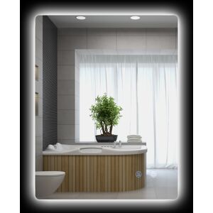 kleankin Miroir rectangulaire miroir mural lumineux LED de salle de bain 80 x 60 cm luminosité réglable blanc transparent