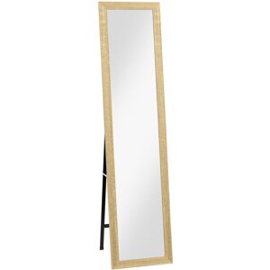 HOMCOM Miroir sur pied miroir mural rectangulaire style campagne avec cadre en bois pour salon chambre à coucher 37 x 155 cm marron clair