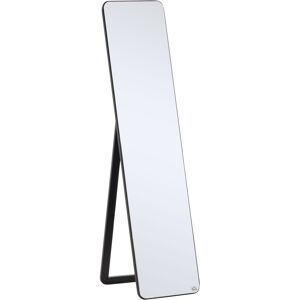 HOMCOM Miroir sur Pied et Mural Miroir rectangulaire Style contemporain dim. 37L x 43l x 156H cm MDF Aspect Noir