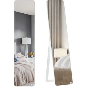 HOMCOM Miroir sur Pied et Mural rectangulaire dim. 37L x 43l x 156H cm Bois Aspect Blanc