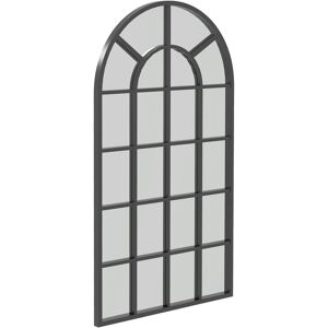 HOMCOM Miroir verrière arche style industriel fenêtre arcade métal 110 x 62 cm noir