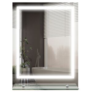 kleankin Miroir rectangulaire mural lumineux LED de salle de bain 70 x 50 cm