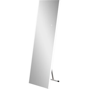 HOMCOM Miroir rectangulaire sur pied intégral pleine longueur avec éclairage LED à poser ou mural 150 x 50 cm blanc