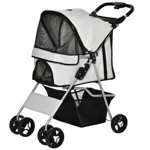 PawHut Poussette buggy pour chiens 75L x 46l x 94H cm pliable imperméable tissu 600D Oxford 4 roues gris