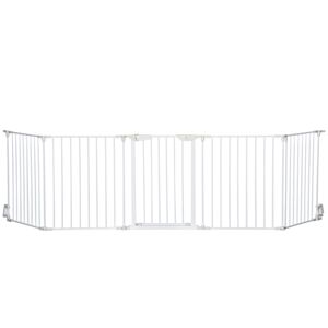 PawHut Barrière de sécurité parc enclos chien modulable pliable porte intégrée 300L max. x 74,5H cm métal PP blanc