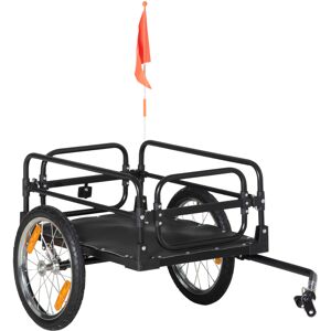 HOMCOM Remorque pliable pour vélo en acier roues 16 pouces charge max. 40 kg avec barre d'attelage universelle