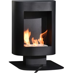 HOMCOM Cheminée bioéthanol sur Pied, brûleur 1,5 L, environ 3 h de durée de combustion 46,5L x 53l x 65H cm, Acier Noir