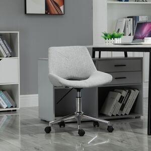HOMCOM Chaise de bureau design contemporain hauteur réglable pivotant 360° piètement chromé lin gris clair - Publicité