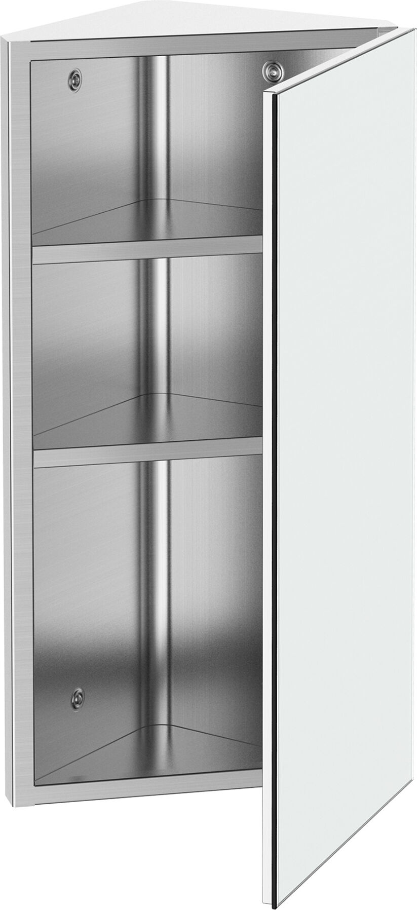 HOMCOM Armoire Miroir Meuble de Salle de Bain Armoire de Toilette Murale Meuble d'angle 2 étagères dim. 30L x 18,4l x 60H cm Acier INOX.