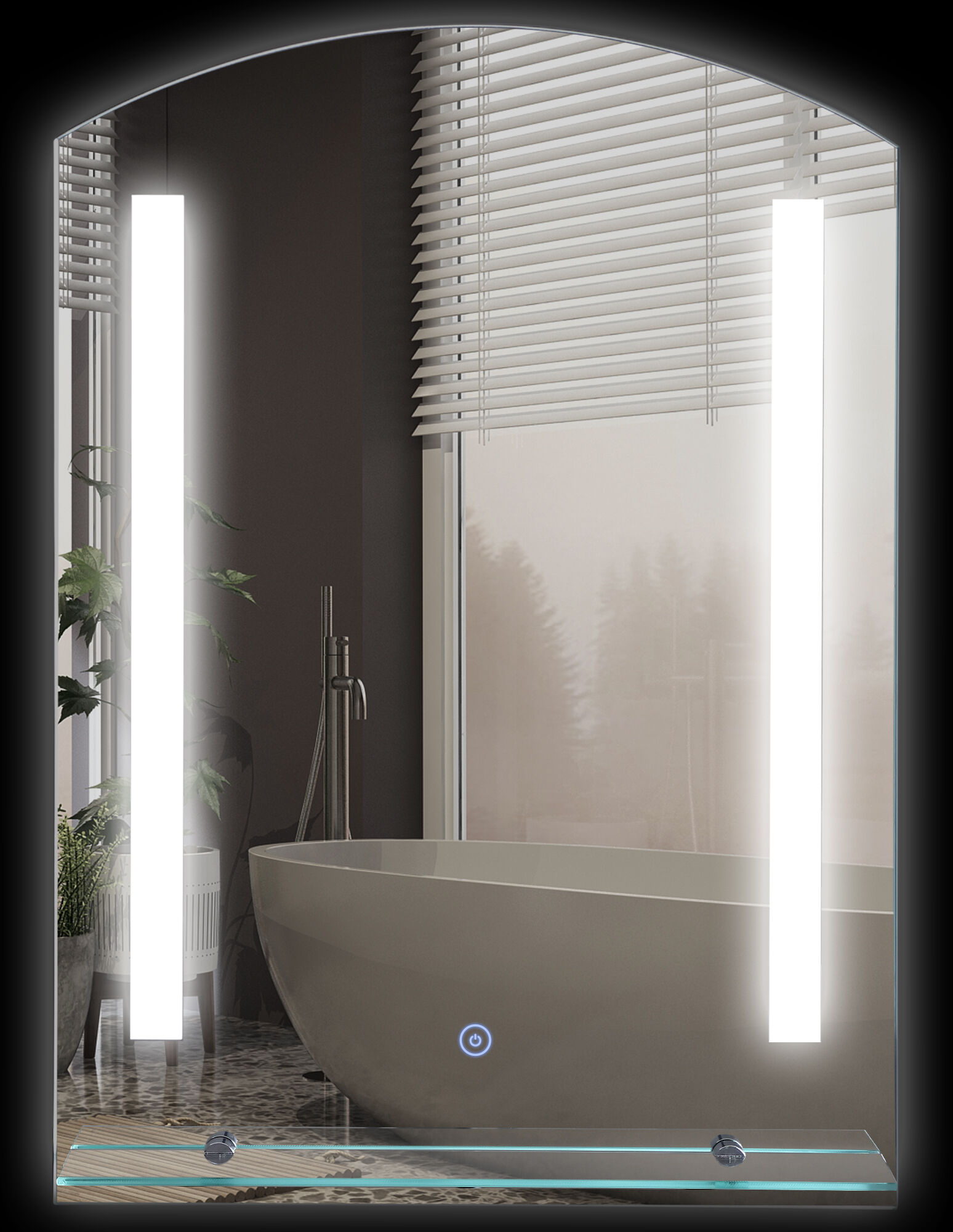 Homcom Miroir Lumineux LED Salle de Bain 24 W Interrupteur Tactile Etagère Intégrée Alliage d’Aluminium 50 x 4 x 70 cm  aosom france