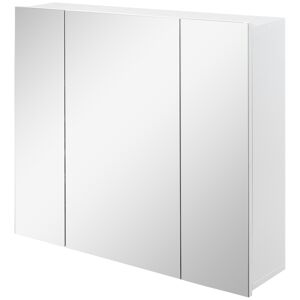 kleankin Armoire de toilette murale avec miroir meuble de salle de bain 3 portes et étagères réglables en MDF Blanc dim. 70L x 15l x 60H cm