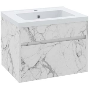 kleankin Meuble sous lavabo suspendu meuble de salle de bain avec bassin et tiroir design moderne 60 x 45,5 x 45 cm blanc