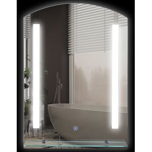 Homcom Miroir Lumineux LED Salle de Bain 24 W Interrupteur Tactile Etagère Intégrée Alliage d’Aluminium 50 x 4 x 70 cm  aosom france