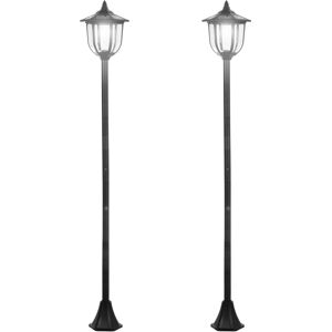 Outsunny Lot de 2 luminaires extérieurs lampadaire sur pied solaire lampadaire lanterne classique LED 60 Lm max. noir