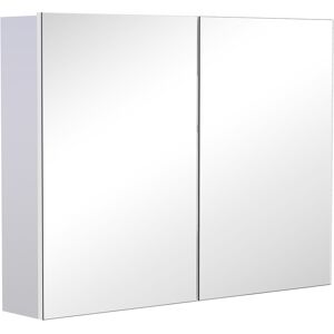 HOMCOM Miroir de Salle de Bain Armoire Murale Double Portes et étagères dim. 80L x 15l x 60H cm MDF Blanc