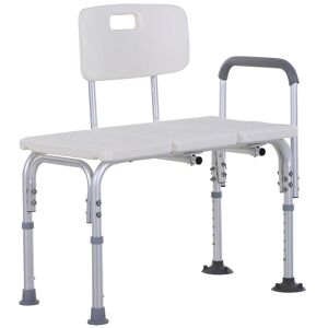 HOMCOM Chaise de douche dossier ergonomique hauteur réglable pieds antidérapants grande assise 74 x 53 x 80-92 cm blanc