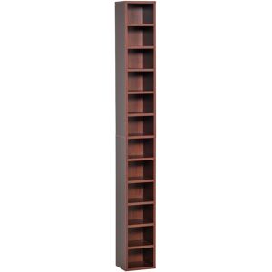 Homcom Etagere Colonne Armoire de Rangement CD/DVD 12 Compartiments Capacite Max. 204 CDs 21 x 20 x 175 cm Coloris Noyer Fonce aosom france