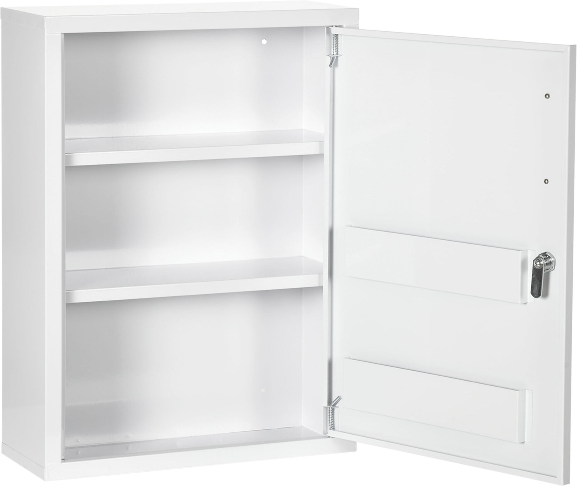 kleankin Armoire à pharmacie 2 étagères 3 niveaux avec porte verrouillable 2 clés 40 x 15 x 53,5 cm blanc