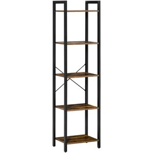 HOMCOM Étagère bibliothèque industriel 5 étagères Dim.40L x 30l x 154H cm