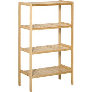 HOMCOM Étagère de rangement bibliothèque à 4 niveaux en bois de bambou pour salon chambre bureau 62 x 33 x 112 cm naturel Aosom France