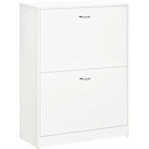 Homcom Armoire à chaussures meuble à chaussures dim. 60L x 24l x 80H cm 2 portes abattantes blanc aosom france