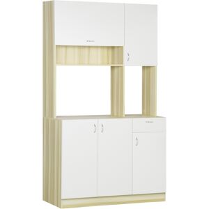 HOMCOM Armoire de cuisine contemporaine -armoire de rangement- buffet haut - 5 portes, 1 tiroir, 3 niches - 102 x 48 x 180 cm