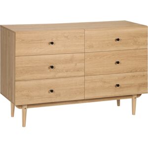 HOMCOM Commode 6 tiroirs meuble de rangement pieds en bois massif 120 x 40 x 80 cm couleur bois   Aosom France