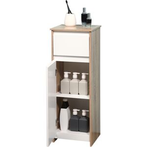 kleankin Meuble de salle de bain armoire de rangement avec 1 tiroir et 1 placard - 32,6 x 30 x 90 cm - aspect bois et blanc   Aosom France