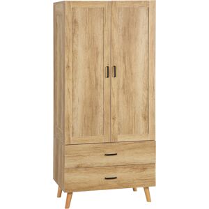 HOMCOM Armoire à vêtements armoire de rangement 2 portes et 2 tiroirs avec tringle - 80 x 54 x 180 cm   Aosom France