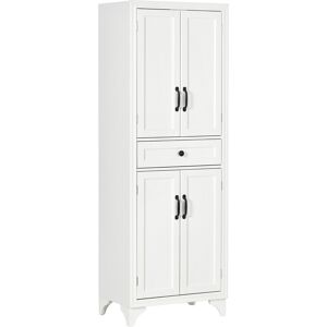 HOMCOM Buffet haut armoire de cuisine 4 portes 2 placards et 1 tiroir central hauteur 170 cm avec étagère réglable blanc