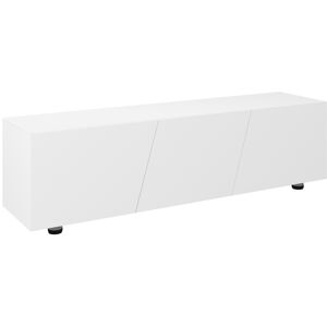 HOMCOM Meuble TV jusqu'à 70 pouces 1 porte battante avec compartiments - 160 x 39 x 45 cm - blanc laqué