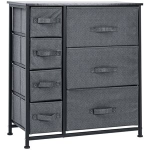 HOMCOM Meuble de rangement commode design élégant 64L x 30l x 71H cm 7 tiroirs en tissu non tissé métal MDF gris