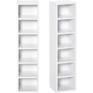 HOMCOM Lot de 2 étagères colonnes Armoire de Rangement CD-DVD 6 + 6 Compartiments dim. 21L x 19l x 88H cm capacité Max. 160 CD Blanc