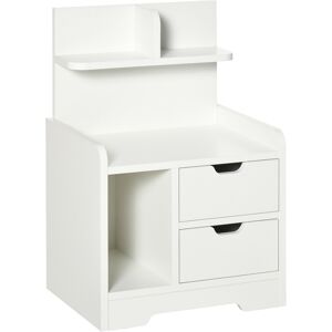 HOMCOM Table de chevet table de nuit avec rangement 2 tiroirs étagère supérieure 40 x 30 x 60 cm blanc