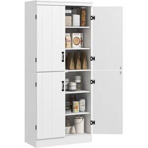 HOMCOM Armoire de cuisine buffet de salle à manger avec 4 portes 6 étagères de rangement style moderne 76 x 40 x 177 cm blanc