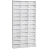 HOMCOM Étagère Rangement CD/DVD Meuble de Rangement pour 1116 CDs 33 Compartiments réglables en Hauteur Blanc   Aosom France