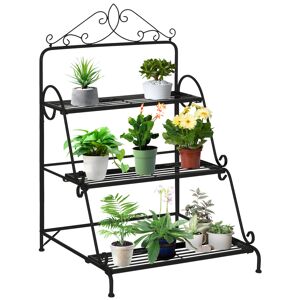 Outsunny Support pour plantes présentoir avec étagères en métal 3