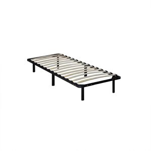 HOMCOM Sommier à lattes 90 x 190 - cadre en métal noir - 14 lattes apparentes - 1 personne - 6 pieds inclus