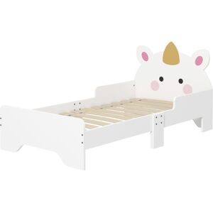 ZONEKIZ Lit enfant lit d'enfant design licorne 3 à 6 ans sommier à lattes inclus capacité de charge 80 kg 143 x 74 x 67 cm rose