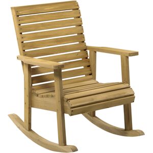 Outsunny Fauteuil a bascule rocking chair d'exterieur jardin en bois massif - 64 x 86 x 85 cm marron