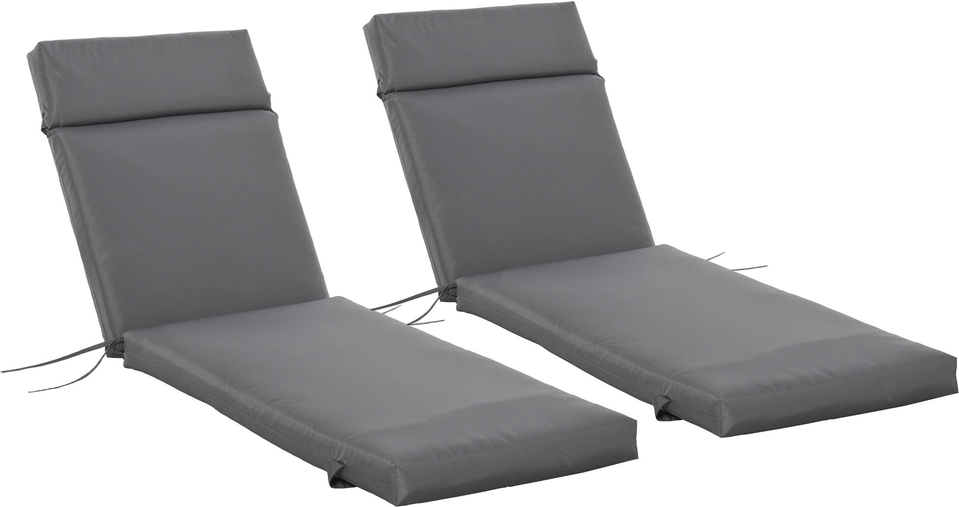 Outsunny Lot de 2 matelas pour chaise longue transat bain de soleil avec sangles d'attache pour jardin dim.196L x 55l cm gris foncé-AOSOM.fr